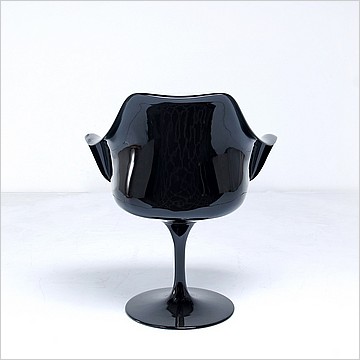 Saarinen Style: Tulip Arm Chair - Black Shell - Upholstered Seat Cushion