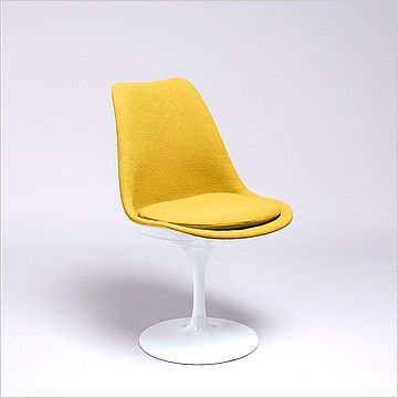 Saarinen Style: Tulip Side Chair - White Shell - Fully Upholstered - Citrus Yellow