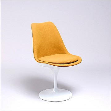 Saarinen Style: Tulip Side Chair - White Shell - Fully Upholstered - Melon Orange