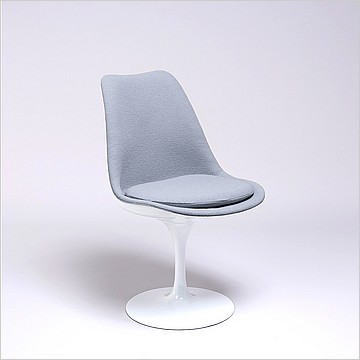 Saarinen Style: Tulip Side Chair - White Shell - Fully Upholstered - Powder Blue