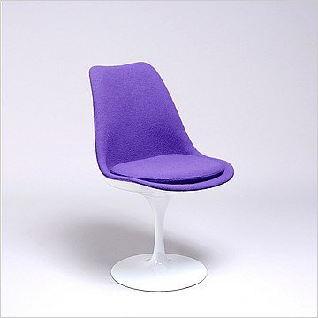 Saarinen Style: Tulip Side Chair - White Shell - Fully Upholstered - Plum Purple