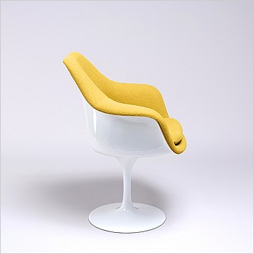 Saarinen Style: Tulip Arm Chair - White Shell - Fully Upholstered