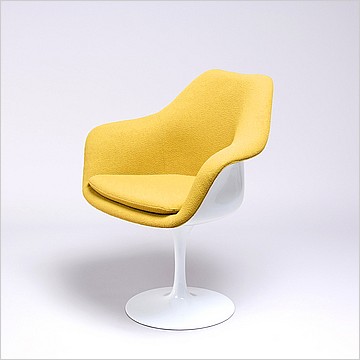 Saarinen Style: Tulip Arm Chair - White Shell - Fully Upholstered