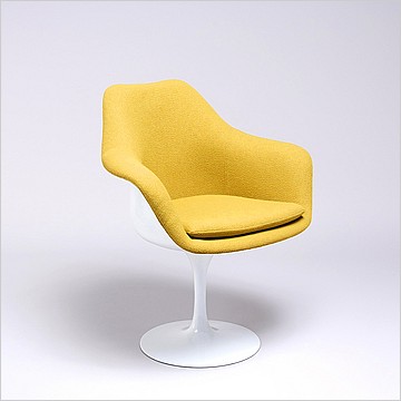 Saarinen Style: Tulip Arm Chair - White Shell - Fully Upholstered