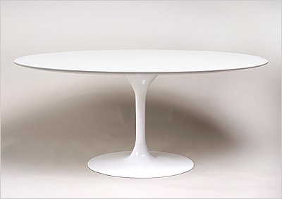 Eero Saarinen Style: Tulip Dining Table 67 Inch Wide Oval - Quartz Top