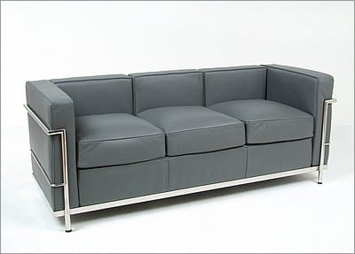 Petite Sofa - Charcoal Gray Leather