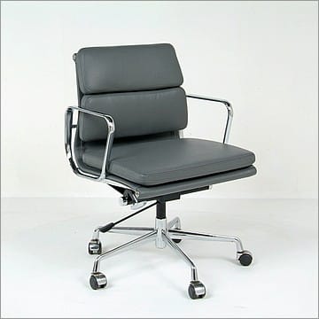 Soft Pad Office Chair (Mid Back) - Charcoal Gray Leather