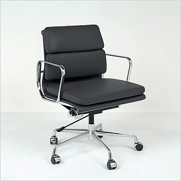 Soft Pad Office Chair (Mid Back) - Premium Black Leather