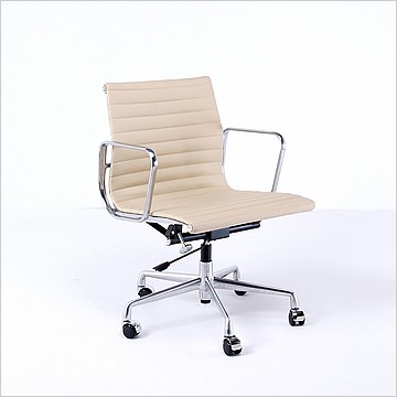 Thin Pad Office Chair (Mid Back) - Sandstone Leather