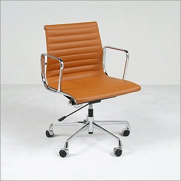 Thin Pad Office Chair (Mid Back) - Golden Tan Leather