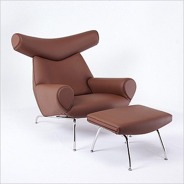 Wegner Ox Chair and Ottoman - Saddle Brown Leather