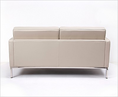 Florence Knoll Loveseat - Khaki Tan Leather - with Buttons