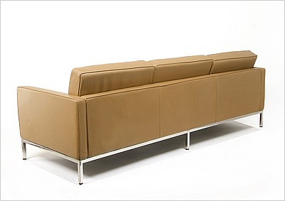 Florence Knoll Sofa - Terra Brown Leather - Tufted with No Buttons