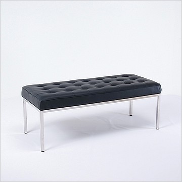 Florence Knoll Style: 48 inch Bench - Standard Black Leather - No Buttons