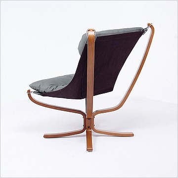 Sigurd Ressell Style: Falcon Chair with Wood Frame - Cloud Gray Leather - Black Canvas