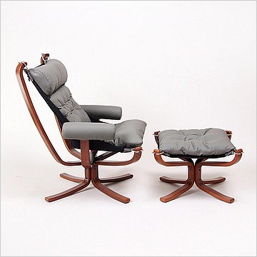 Sigurd Ressell Style: Falcon Chair with Armrests - Wood Frame