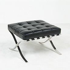 Exhibition Footstool - Shiny Black Leather