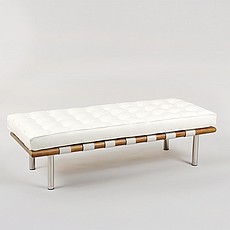 Show product details for Exhibition 2-Seat Bench - Alpine White Leather