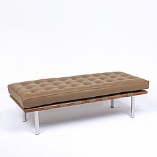 Show product details for Exhibition 2-Seat Bench - Taupe Leather