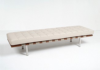 Show product details for Exhibition 3-Seat Bench - Buff Tan Leather