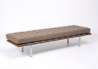 Show product details for Exhibition 3-Seat Bench - Taupe Leather