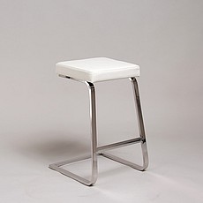 Show product details for Exhibition Counter Height Bar Stool - Polar White Leather