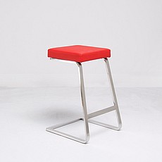 Show product details for Exhibition Counter Height Bar Stool - Standard Red Leather