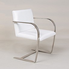 Executive Flat Arm Side Chair - Porcelain White Leather - No Armpads