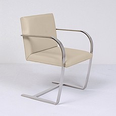 Executive Flat Arm Side Chair - Sandstone Leather - No Armpads