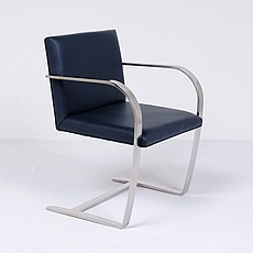Show product details for Executive Flat Arm Side Chair - Navy Blue Leather - No Armpads
