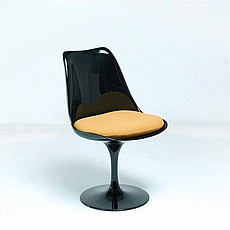 Tulip Side Chair - Black Shell - Melon Orange Fabric