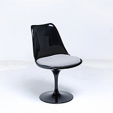 Tulip Side Chair - Black Shell - Powder Blue Fabric