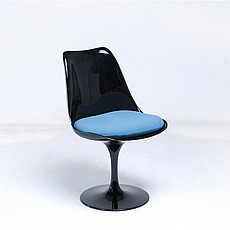 Tulip Side Chair - Black Shell - Aegean Blue Fabric