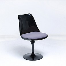 Show product details for Tulip Side Chair - Black Shell - Winter Gray Fabric