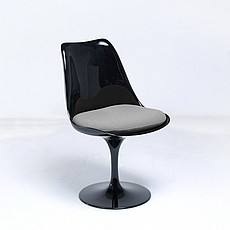 Show product details for Saarinen Style: Tulip Side Chair - Black Shell - Upholstered Seat Cushion