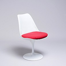 Show product details for Tulip Side Chair - White Shell - Cayenne Red Fabric