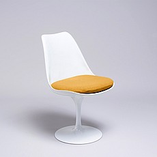 Show product details for Tulip Side Chair - White Shell - Melon Orange Fabric