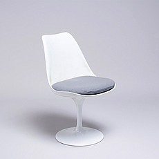 Show product details for Tulip Side Chair - White Shell - Powder Blue Fabric