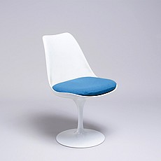 Show product details for Tulip Side Chair - White Shell - Aegean Blue Fabric