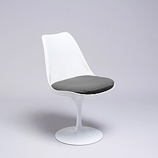 Show product details for Tulip Side Chair - White Shell - Mica Gray Fabric