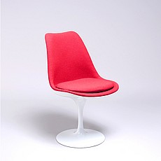 Saarinen Style: Tulip Side Chair - White Shell - Fully Upholstered - Cayenne Red