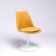 Saarinen Style: Tulip Side Chair - White Shell - Fully Upholstered - Melon Orange