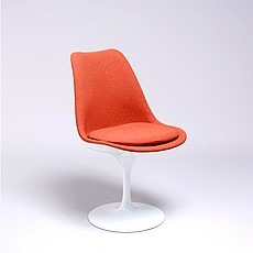 Saarinen Style: Tulip Side Chair - White Shell - Fully Upholstered - Tangerine Orange