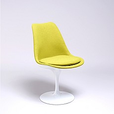 Saarinen Style: Tulip Side Chair - White Shell - Fully Upholstered - Chartreuse Green