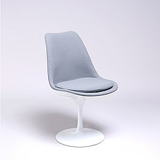 Saarinen Style: Tulip Side Chair - White Shell - Fully Upholstered - Powder Blue