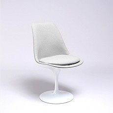 Saarinen Style: Tulip Side Chair - White Shell - Fully Upholstered - Silver Gray