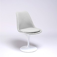 Saarinen Style: Tulip Side Chair - White Shell - Fully Upholstered - Smoke Gray