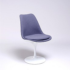 Saarinen Style: Tulip Side Chair - White Shell - Fully Upholstered - Winter Gray