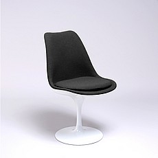 Saarinen Style: Tulip Side Chair - White Shell - Fully Upholstered - Midnight Black