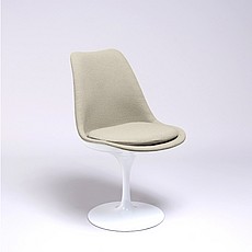 Show product details for Saarinen Style: Tulip Side Chair - White Shell - Fully Upholstered - Putty Tan